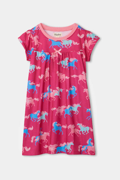 Hatley Frolicking Unicorns Short Sleeve Girls Nightdress